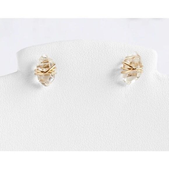 The Crystal Dream Gold plated wrapped lab created sapphire earrings - Picture 6 of 6